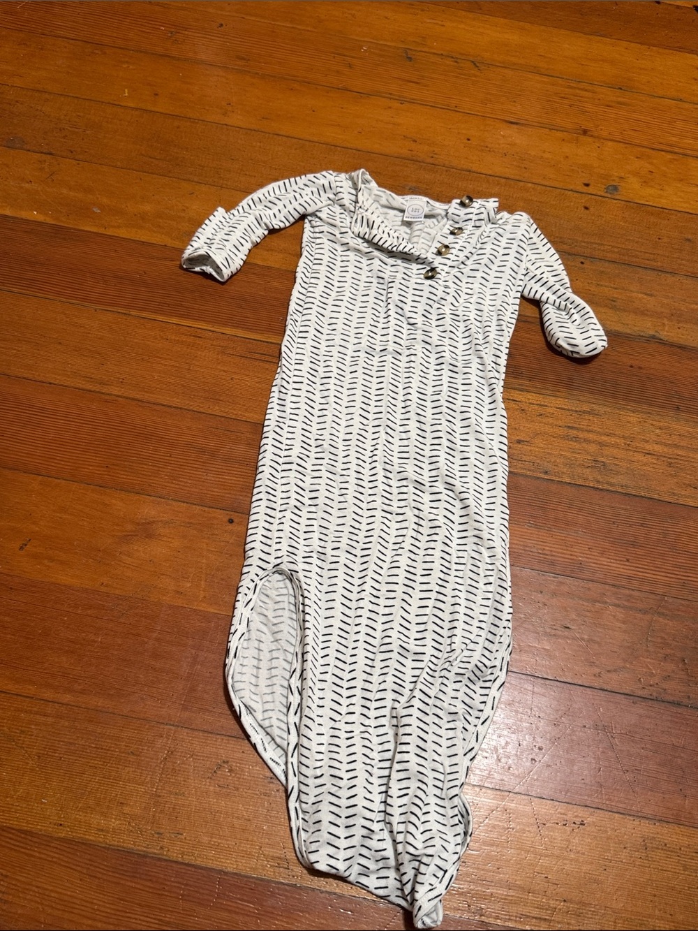 Lou Lou & Company White and Black Patterned Baby Gown